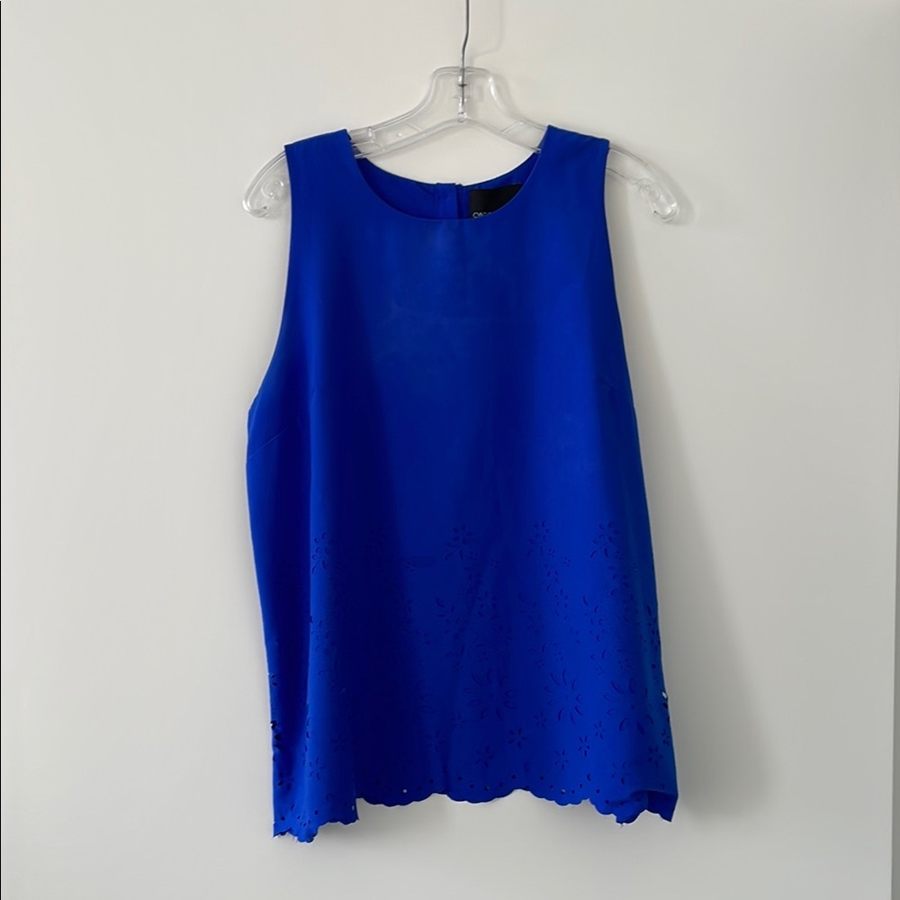 Cynthia Rowley Blue Sleeveless Blouse - Office Casual Top - Size L